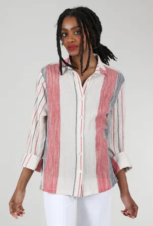 Quinne Parallel Shirt, Ecru/Red Date night Functional Fashion