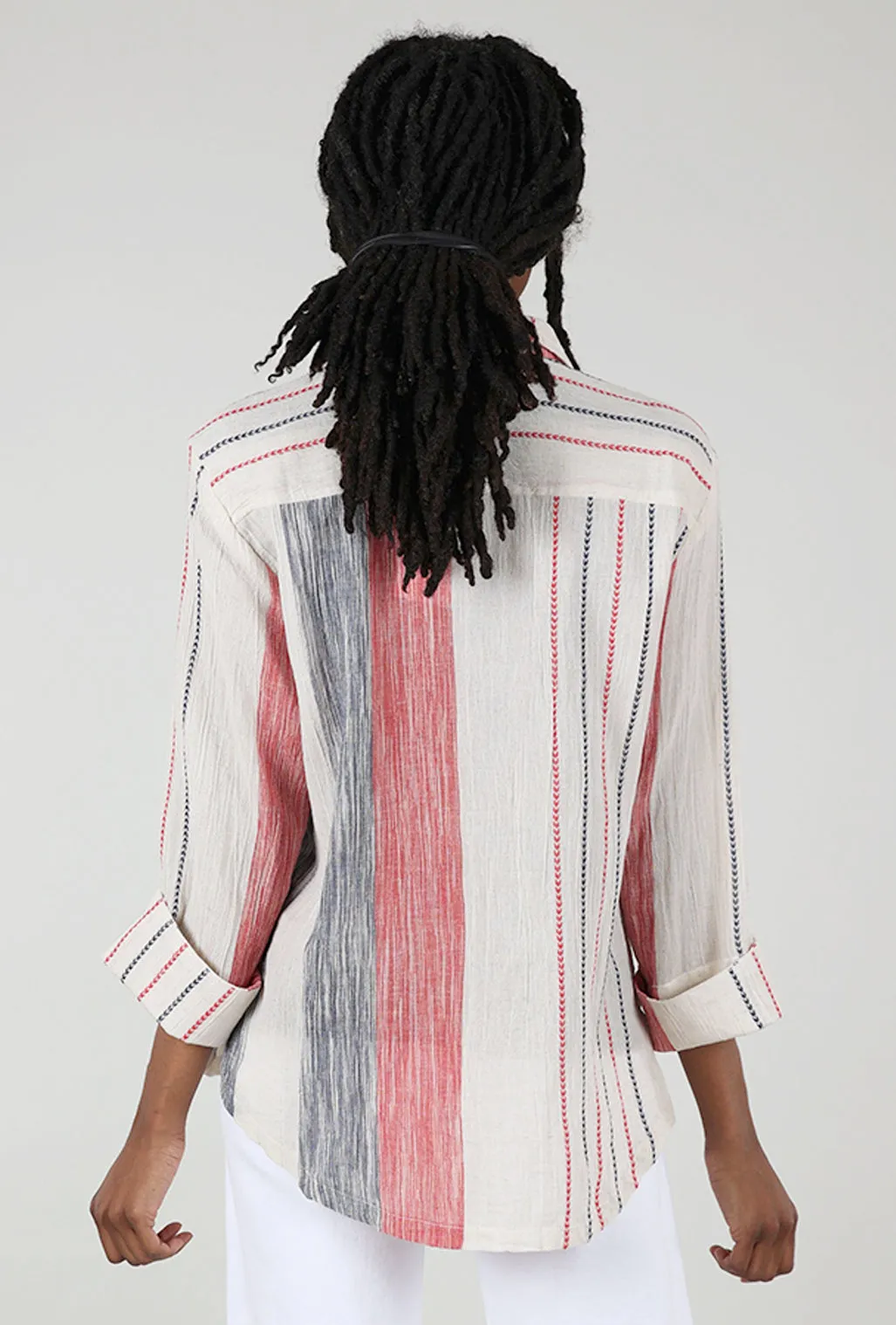 Stylish Design Quinne Parallel Shirt, Ecru/Red