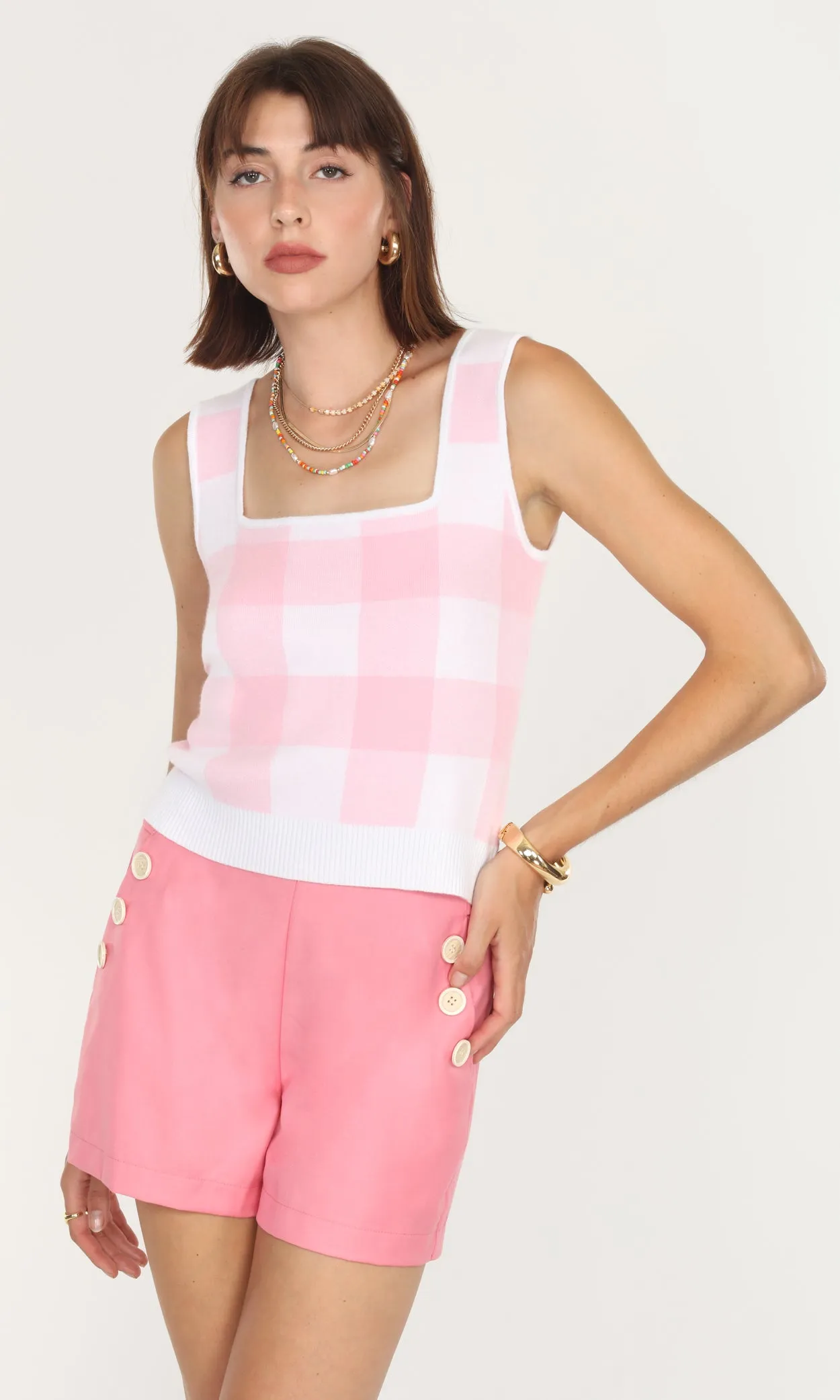 Stylish Fit Bellamy Gingham Knit Top