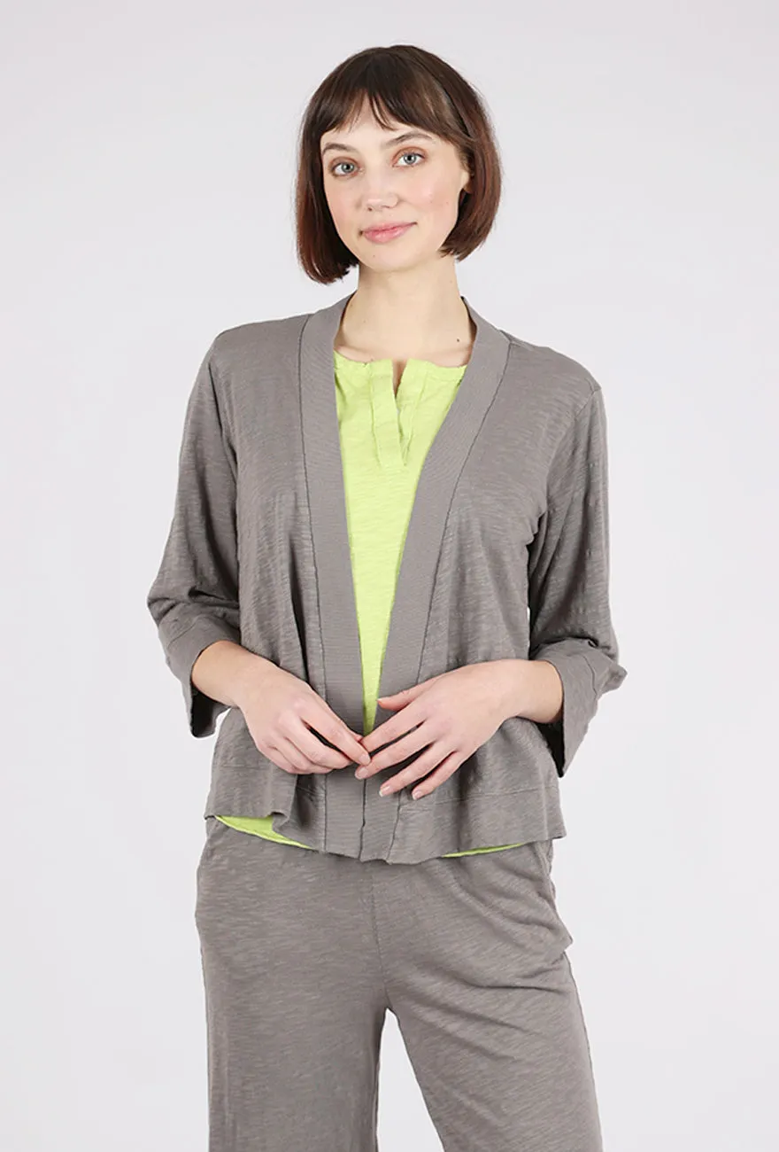 Easy 3/4-Sleeve Cardie, Onyx Gray Soft Texture