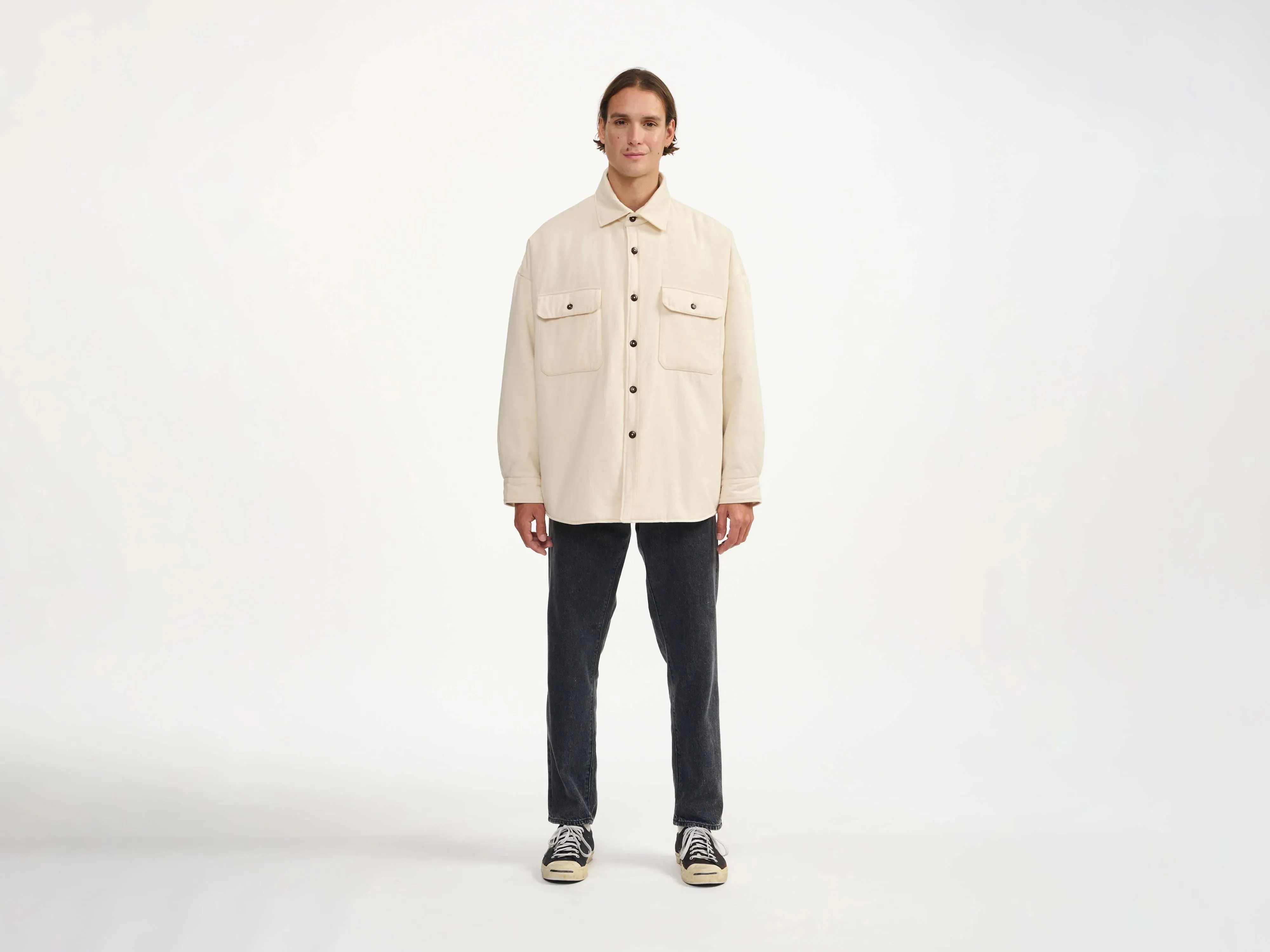lowe overshirt (241 / M / ECRU) Simple Outer Monochrome Look