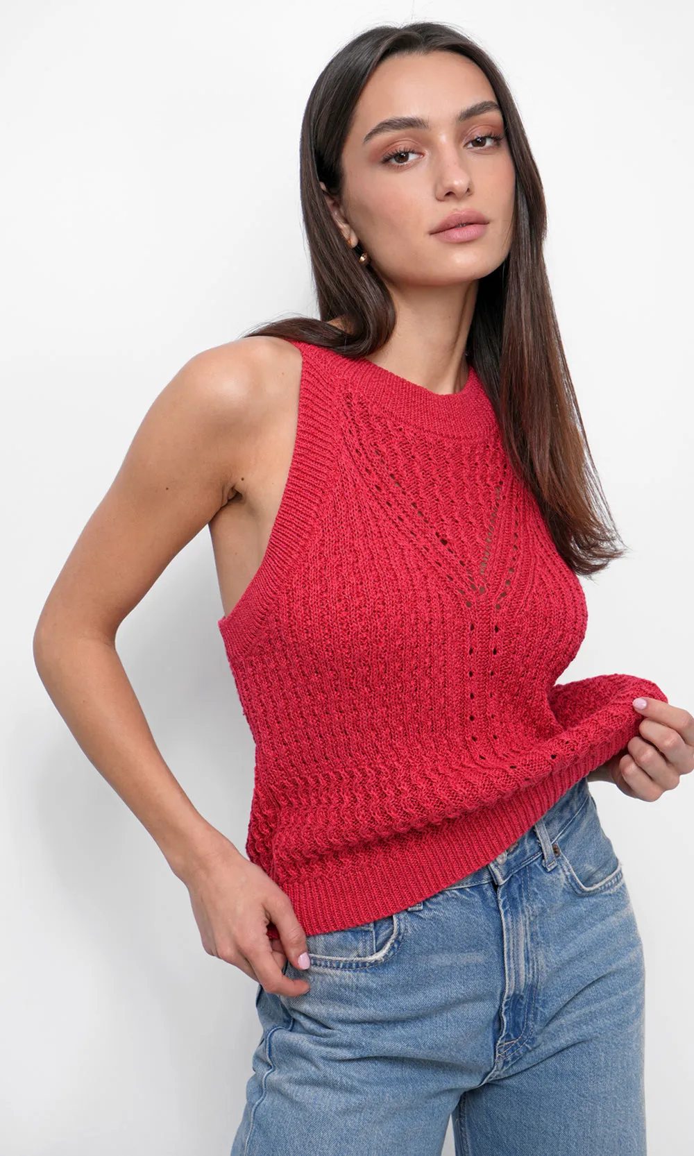 Stylish Fit Jhayna Knit Crochet Halter Top