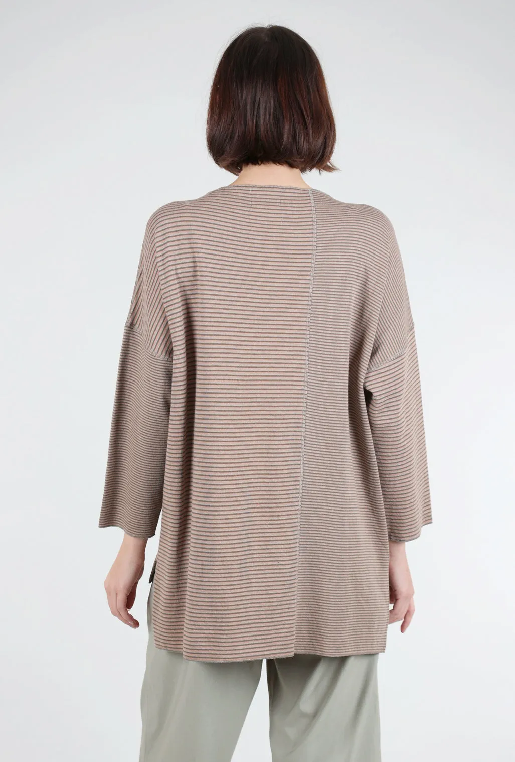 Stylish Fit Striped Ash Top, Rose/Chocolate