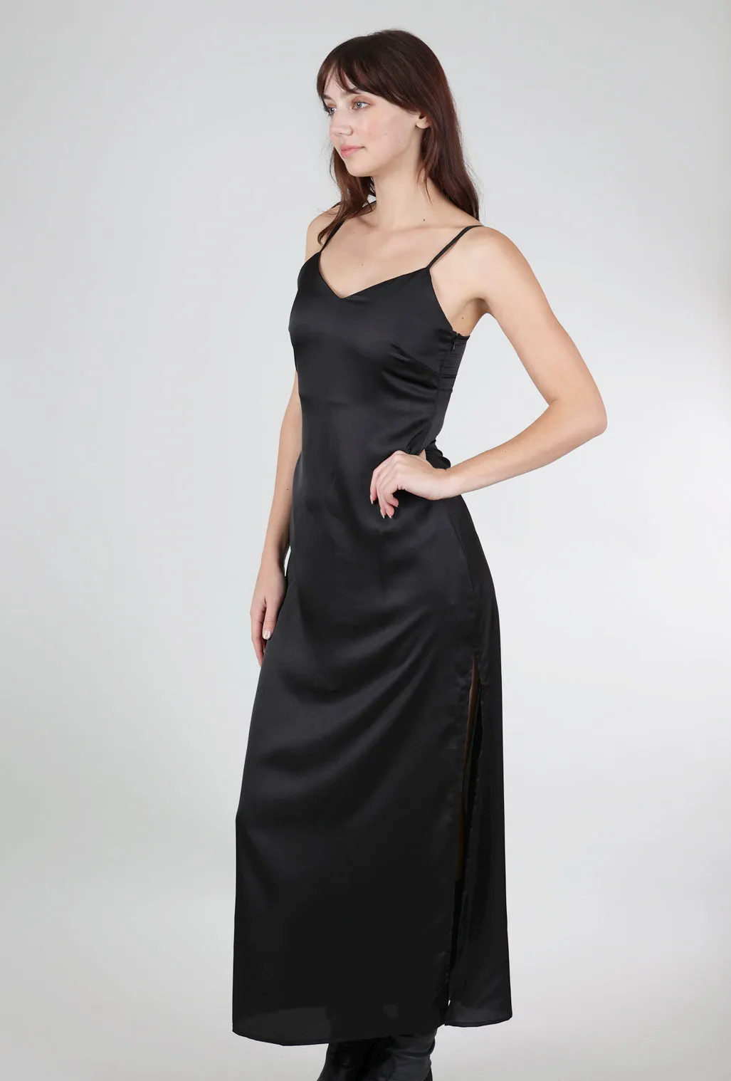 Stylish Pattern Valarie Slip Dress, Black