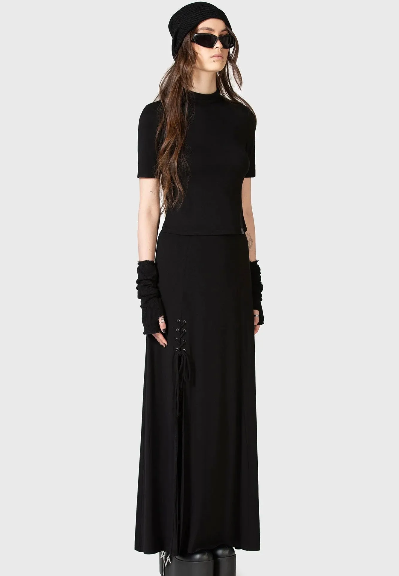 Subtle Energy Killstar x Kihilist - Secretly Weep Maxi Black - Skirt
