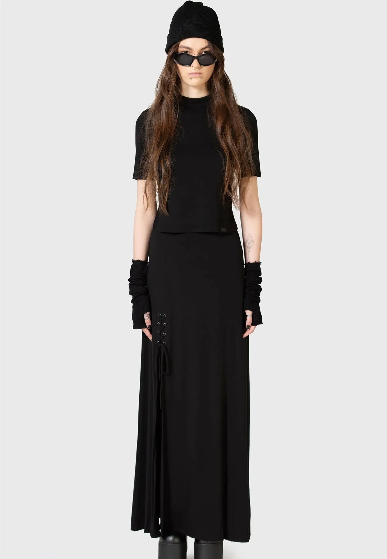 Subtle Energy Killstar x Kihilist - Secretly Weep Maxi Black - Skirt