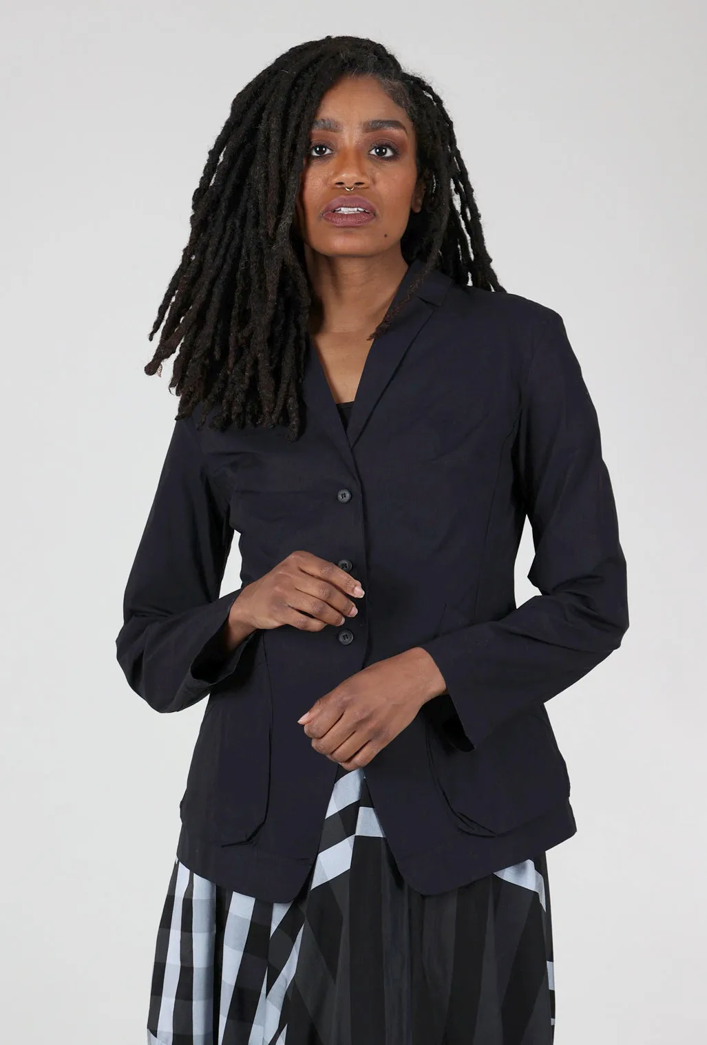 Roti Jacket, Black Casual Fit Layer