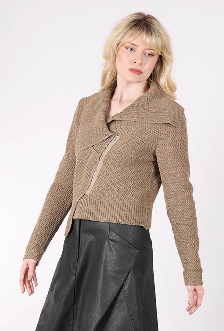 Summer AC Chunky Side Zip Sweater, Camel