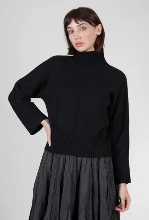 Luxe Cashmere Rib Trim Mockneck, Black Wool blend sweater Effortless sweater