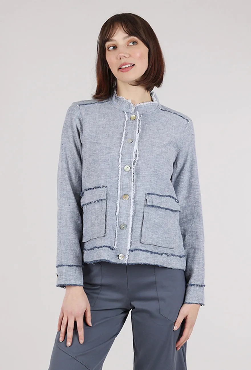 Single Buttons Layered Comfort Look Summer Breeze Jacket, Indigo
