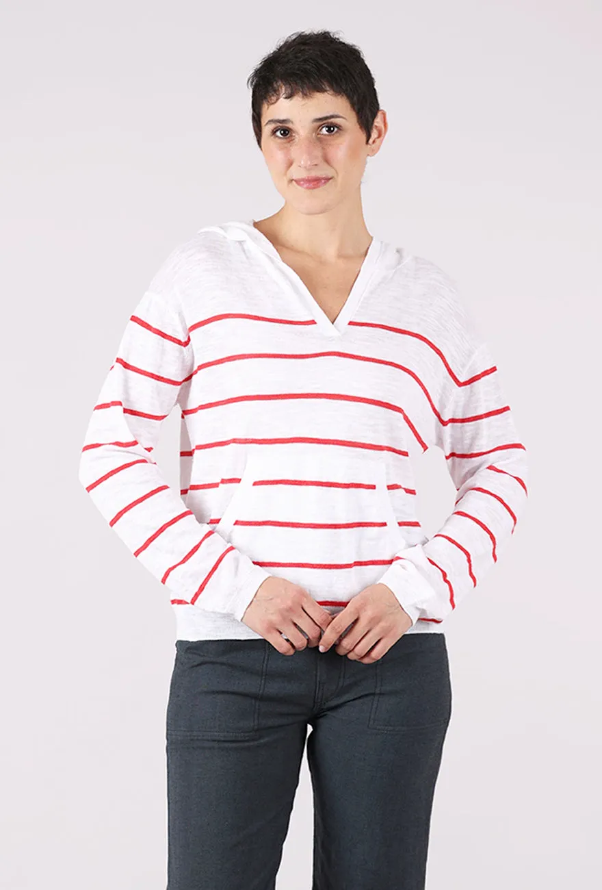 Summer Sweater Hoodie, Scarlet Stripe Trendy textured knit Everyday casual knit