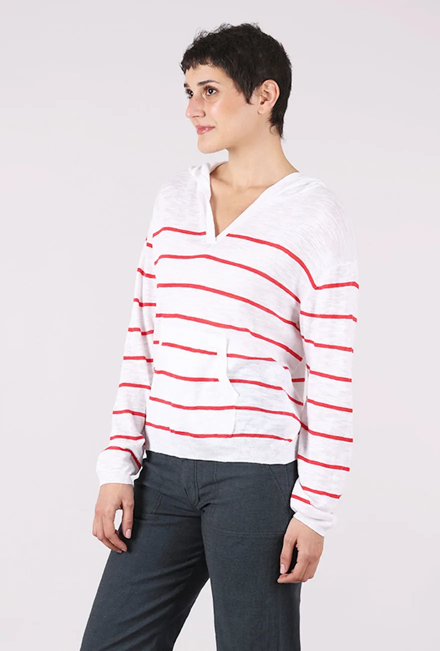 Summer Sweater Hoodie, Scarlet Stripe High Elasticity
