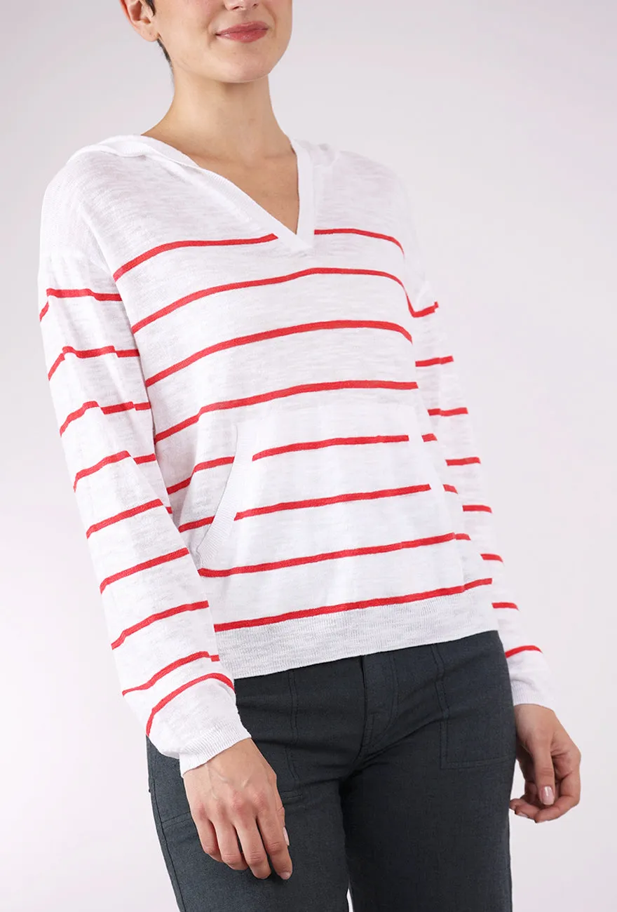 Summer Sweater Hoodie, Scarlet Stripe High Elasticity