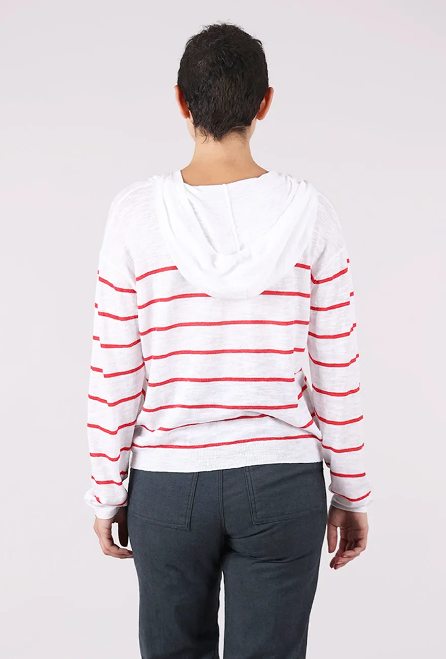 Summer Sweater Hoodie, Scarlet Stripe High Elasticity