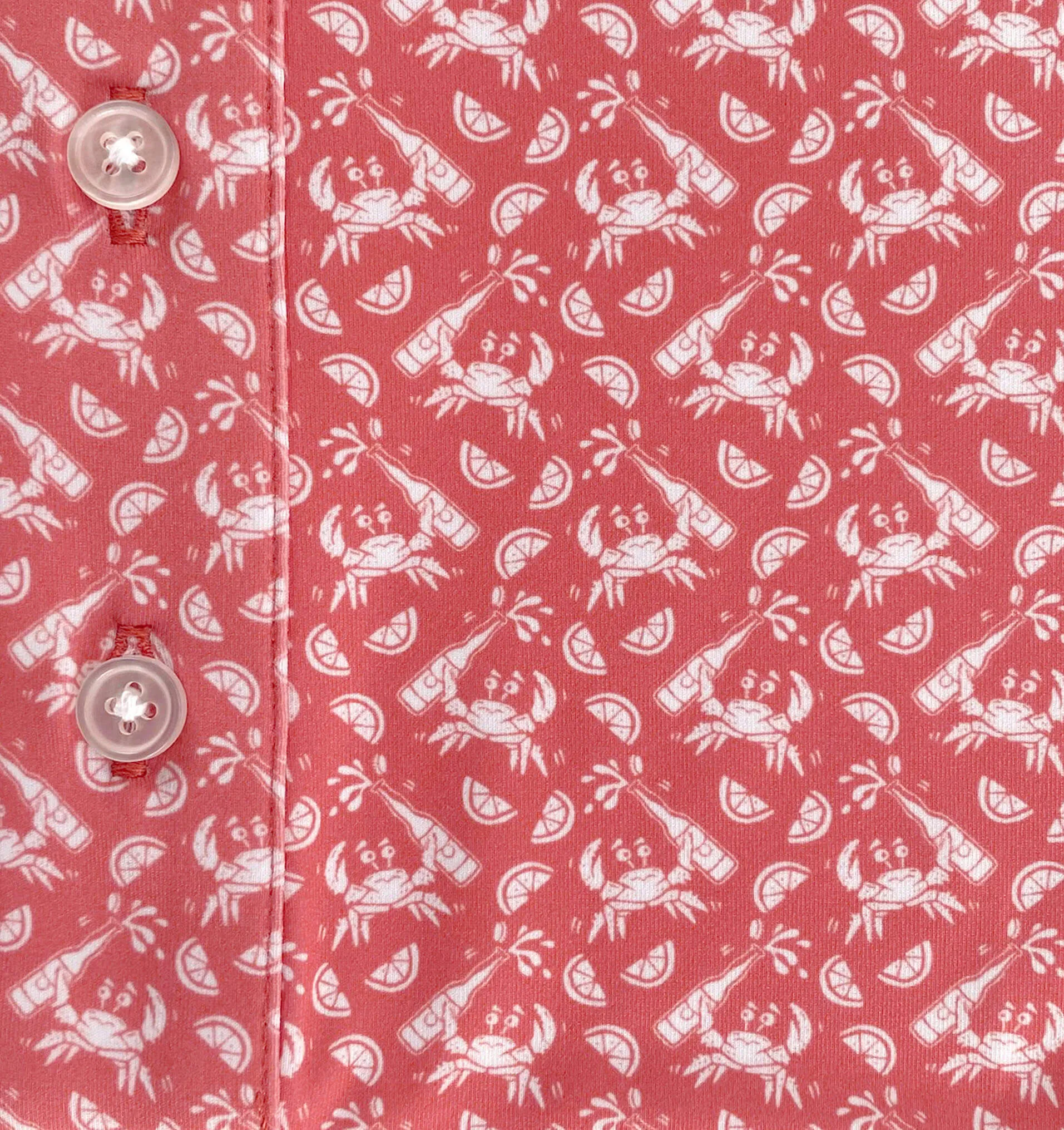 Sun Protection Drunken Crab: Upcycled Club Polo - Coral
