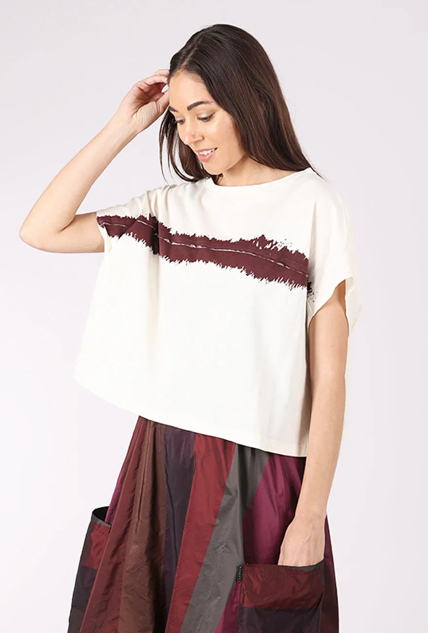 Swatch S/S Dolman Boxy Tee, Off-White/Oxblood Classic Edge