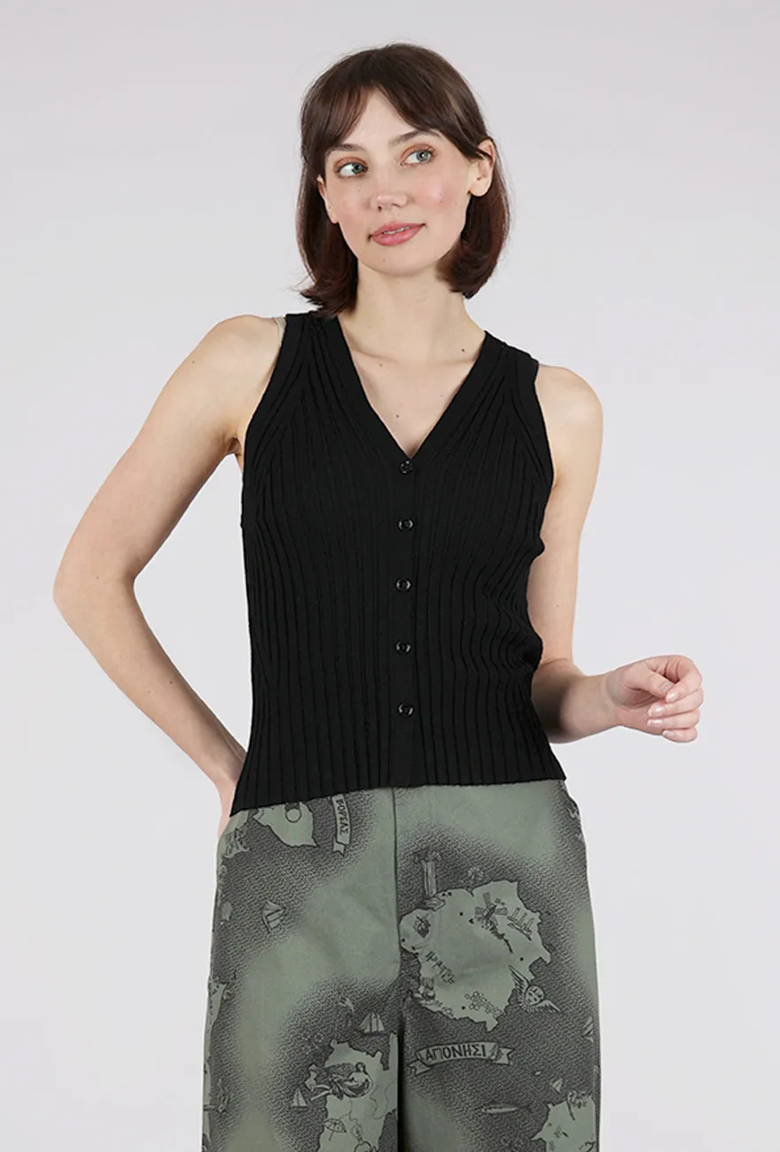 Trendy Top Sylvia Knit Vest, Black