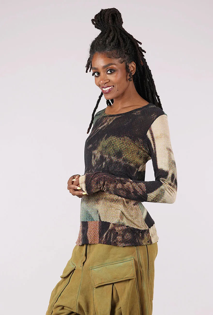 Tailored Comfort Slippery Moire Top, Bermuda Print