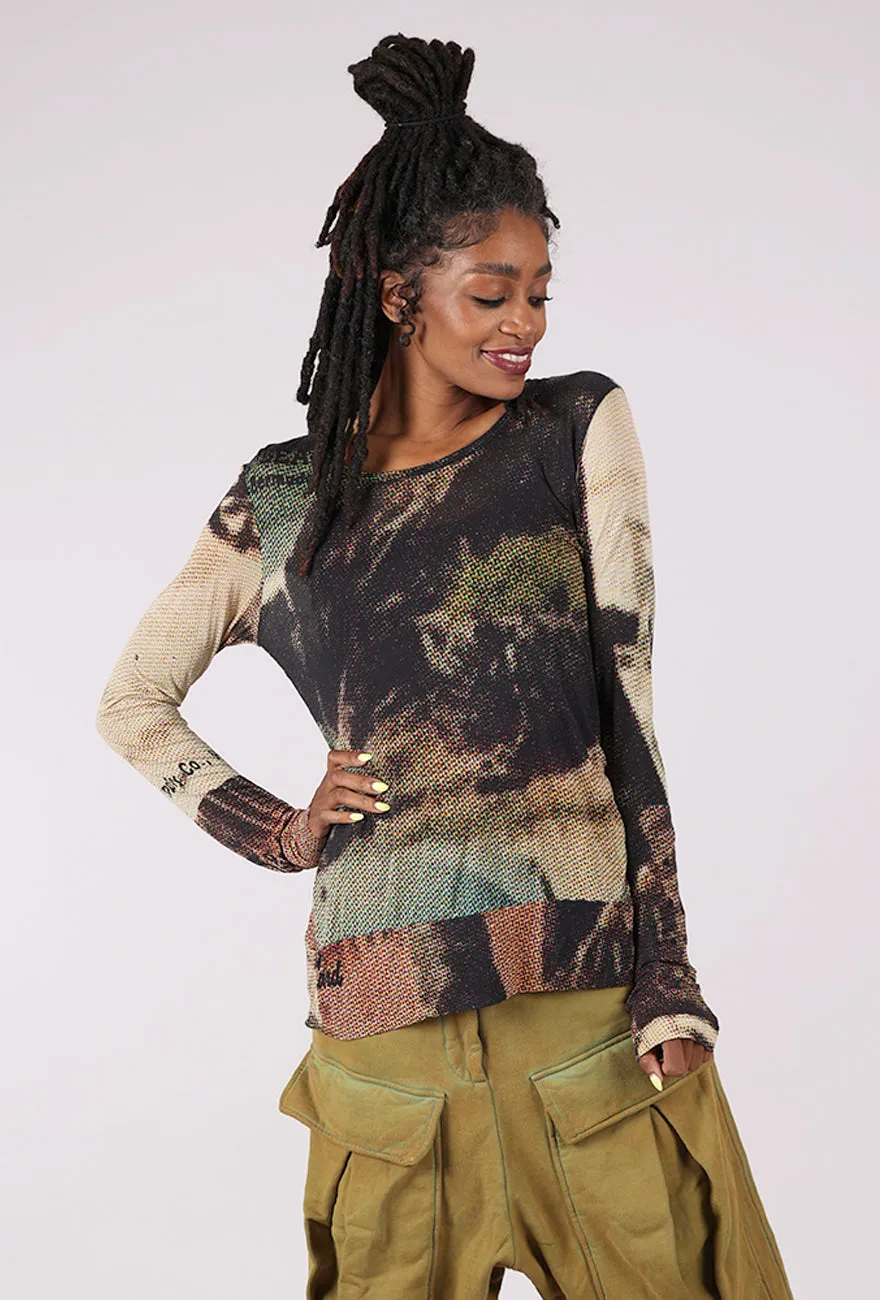 Sweet Style Slippery Moire Top, Bermuda Print