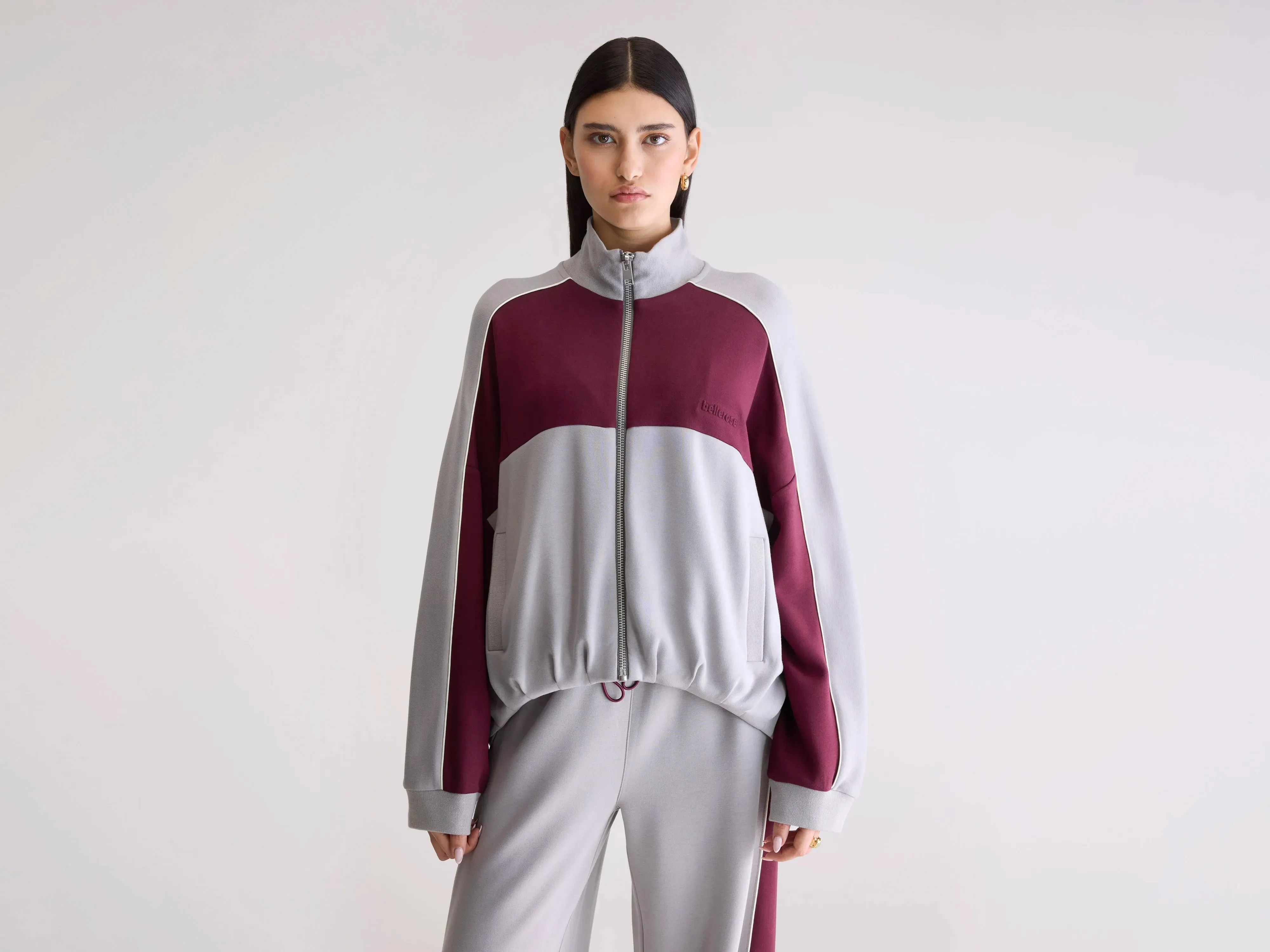 Tallic zip-up sweatshirt (252 / W / COMBO A) Trendy Look