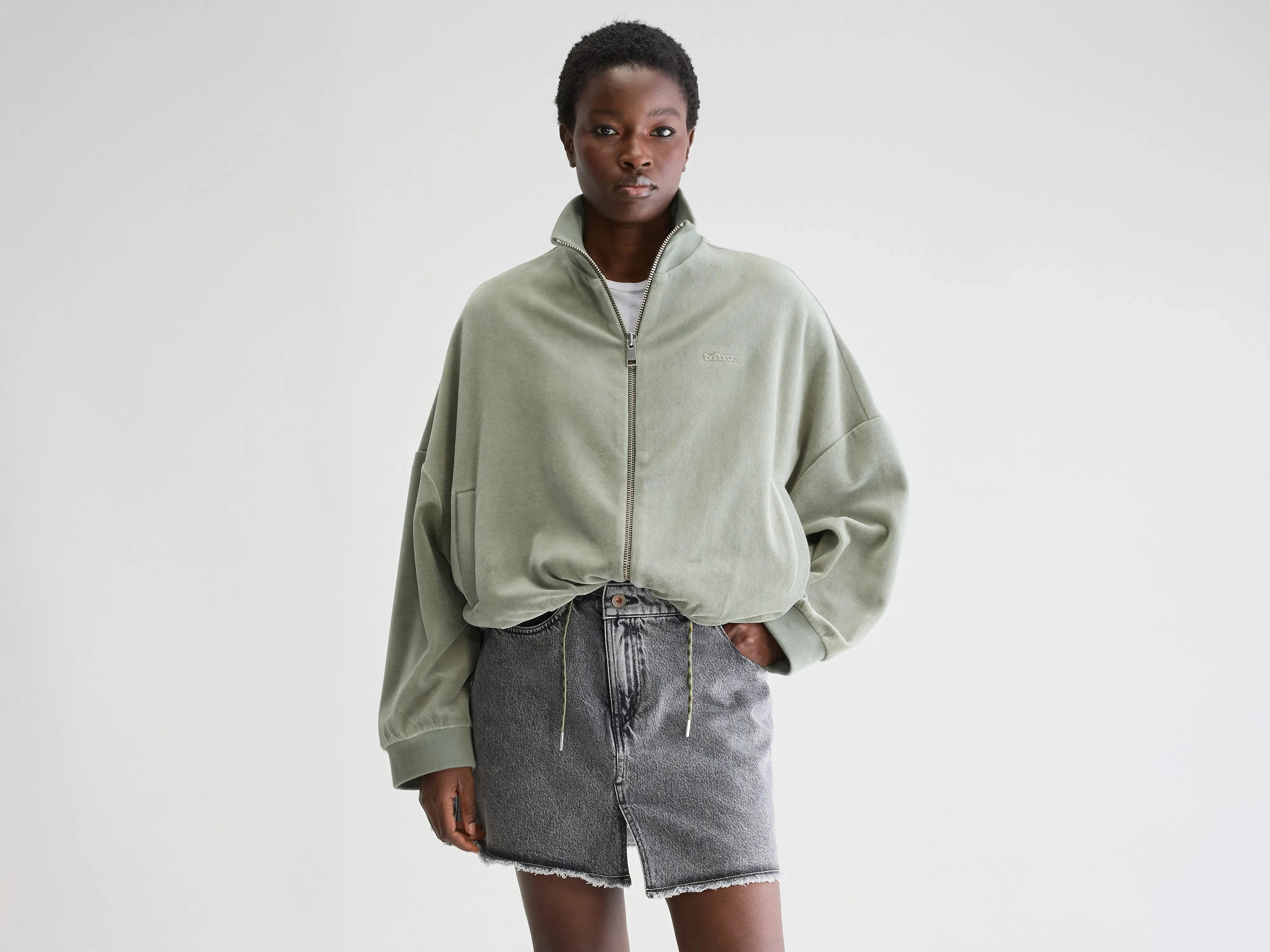 Branded Look Outdoor Relaxed Tallis zip-up sweatshirt (251 / W / EUCALYPTUS)
