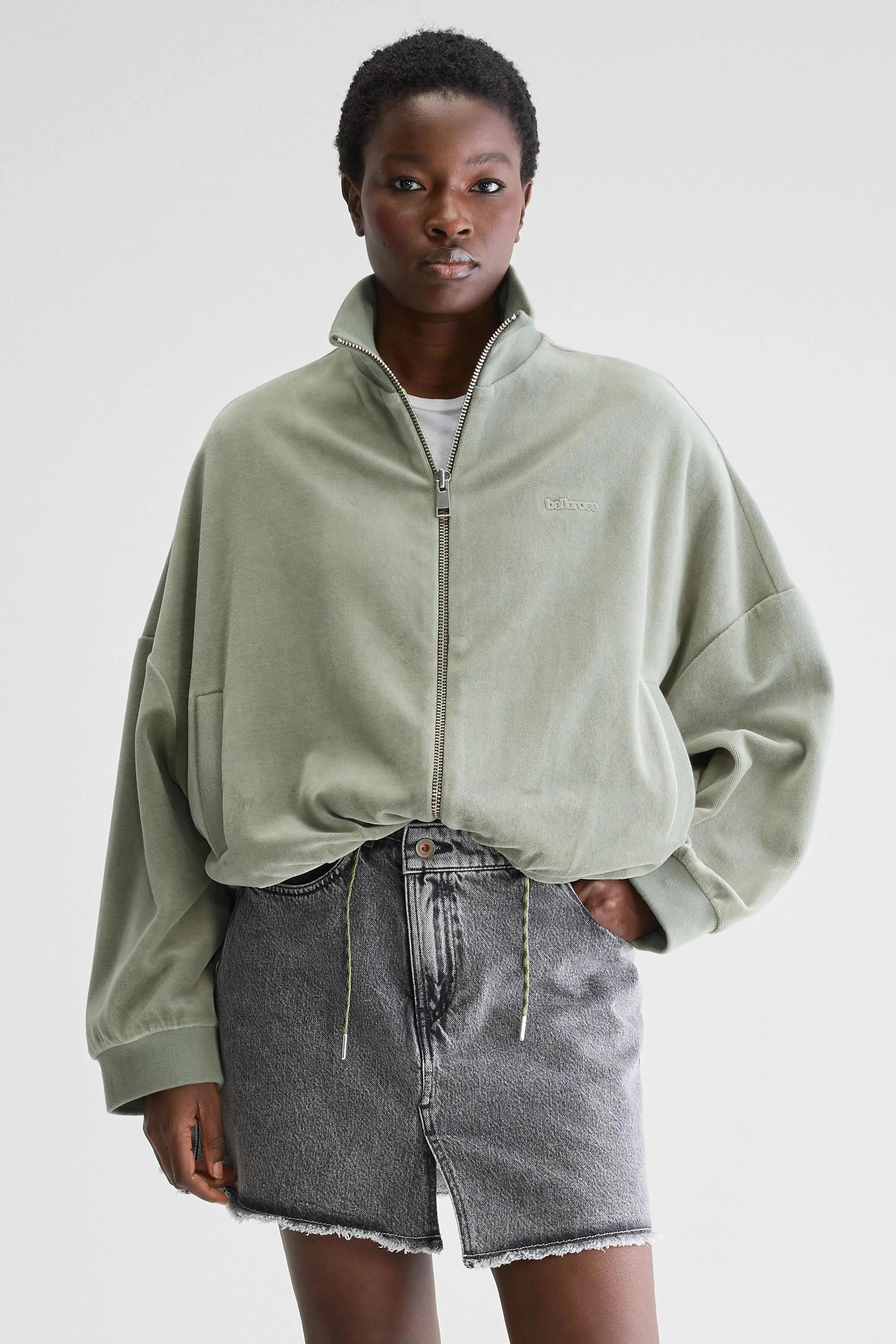 Tallis zip-up sweatshirt (251 / W / EUCALYPTUS) Timeless Luxe