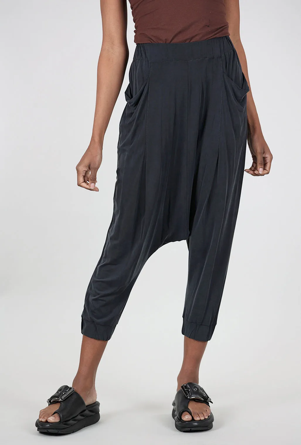 Versatile Waist Classic Look Onto Cupro Pants, Velvet Denim