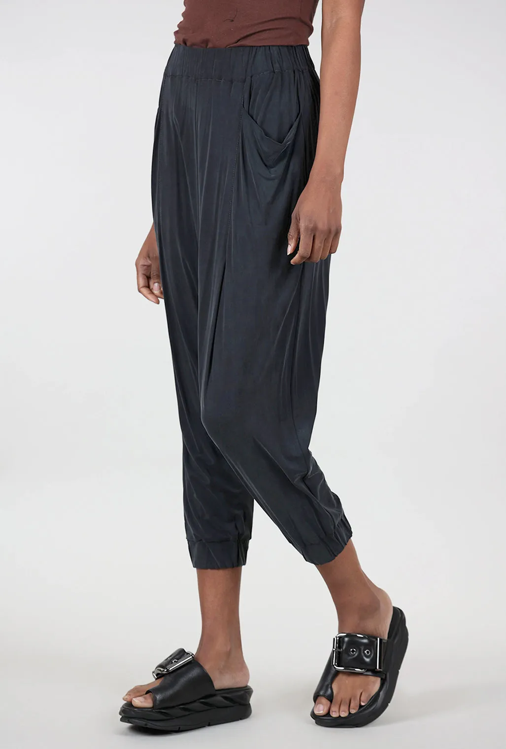 Tapered Fit Onto Cupro Pants, Velvet Denim