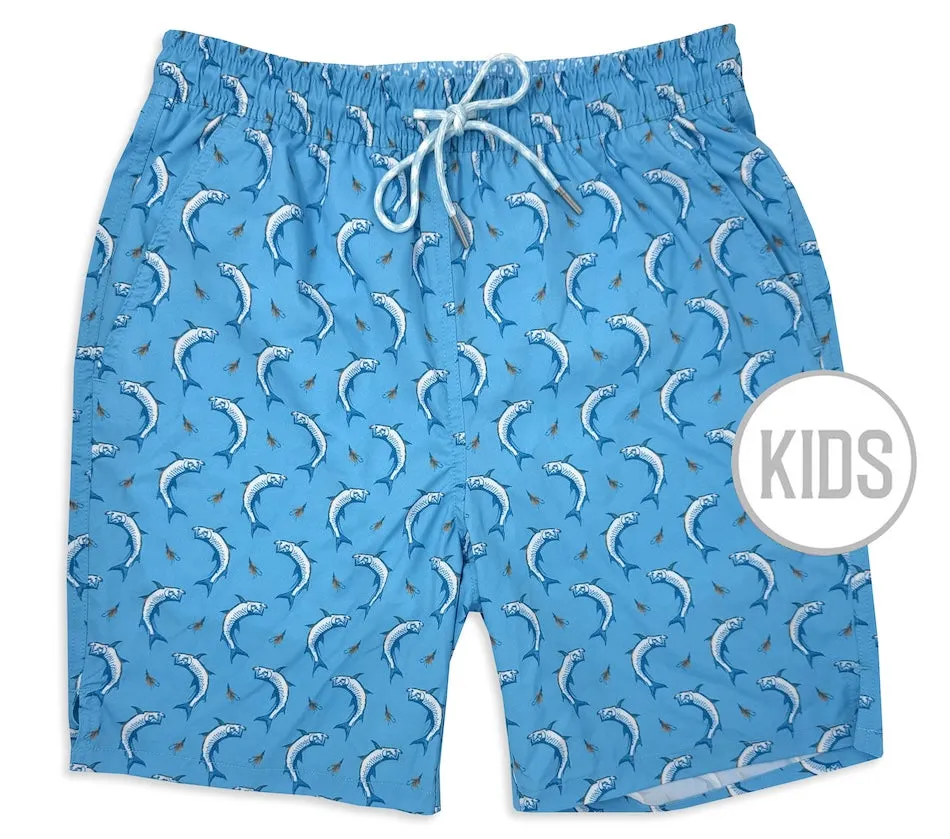 Mood Casual Anorak Tarpon Tricks: Kid's Swim Trunks - Turquoise