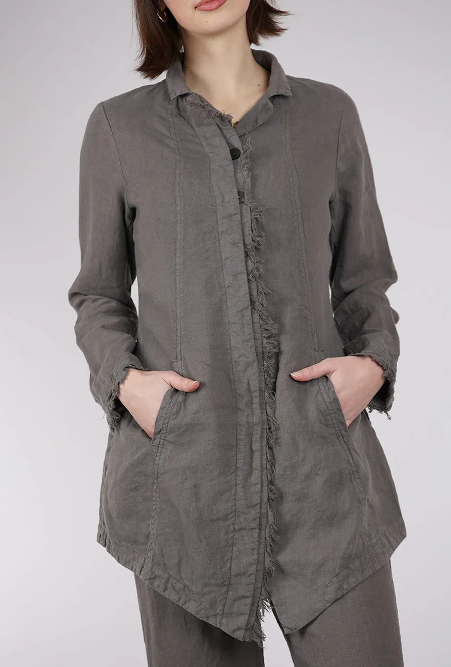 Tattered Fringe Lapel Jacket, Mushroom Water-resistant