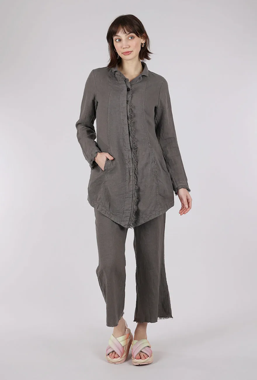 Tattered Fringe Lapel Jacket, Mushroom Water-resistant