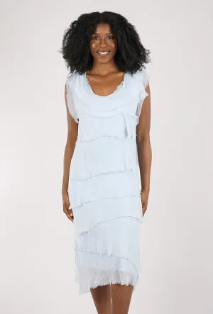 Tattered Tiers Mid-Length Dress, Sky Flowy Texture