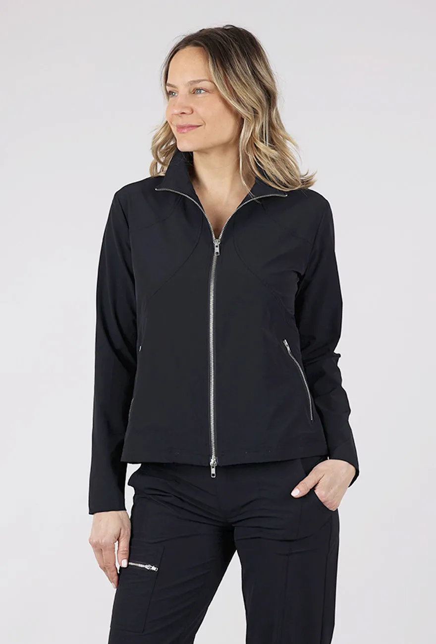 Tech Alex Peplum Back Jacket, Navy Bold Look