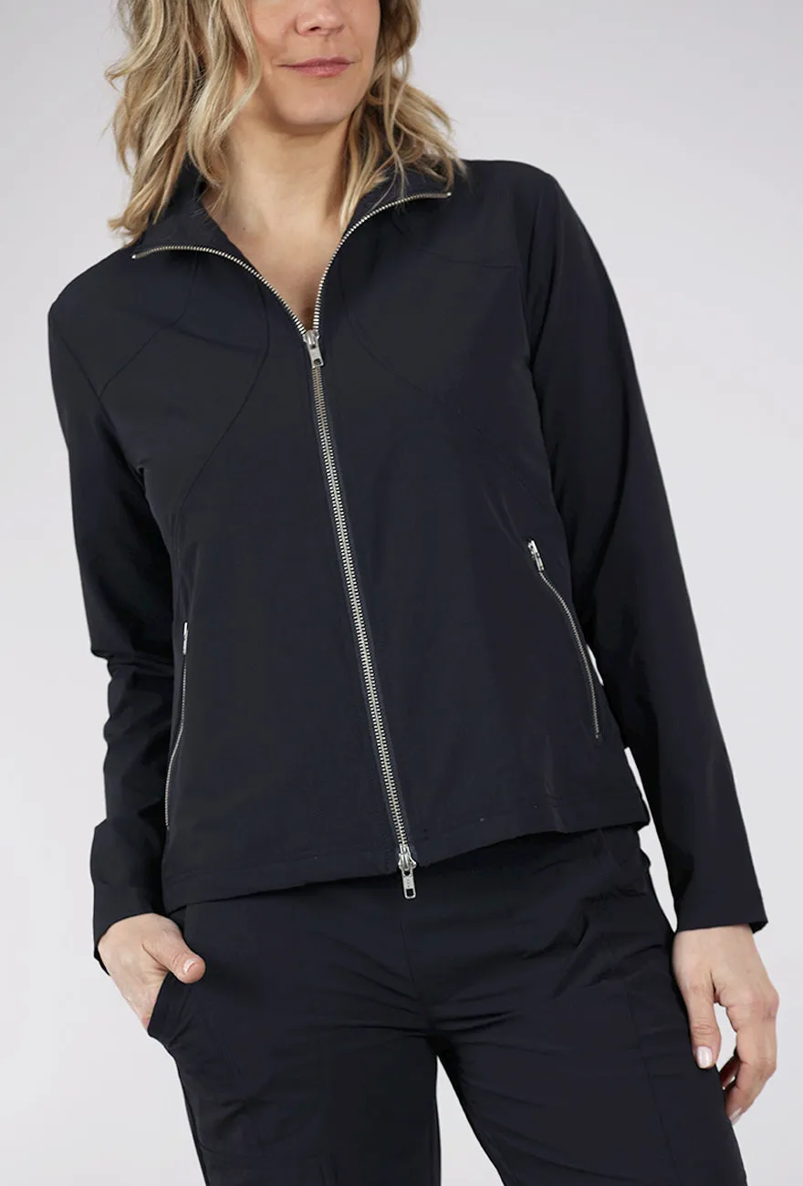 Tech Alex Peplum Back Jacket, Navy Bold Look