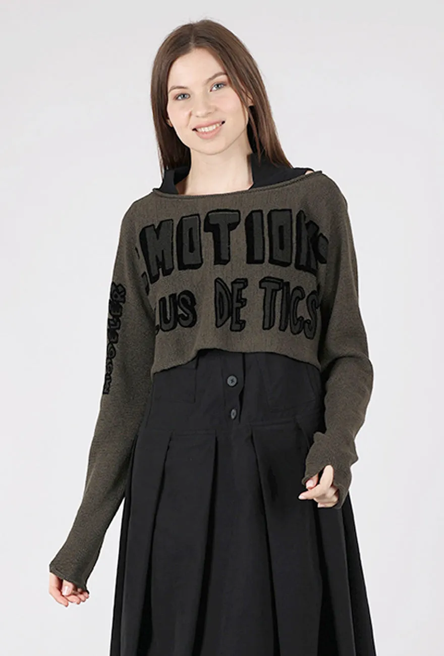Cropped Emotions Pullover, Jungle Comfortable winter layering piece Fashion-forward knitwear