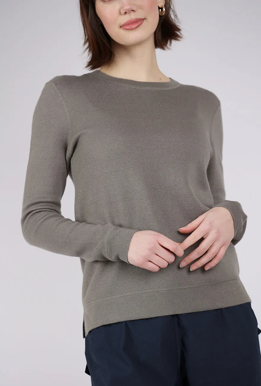 tencel Reversible Crew, Eucalyptus/White