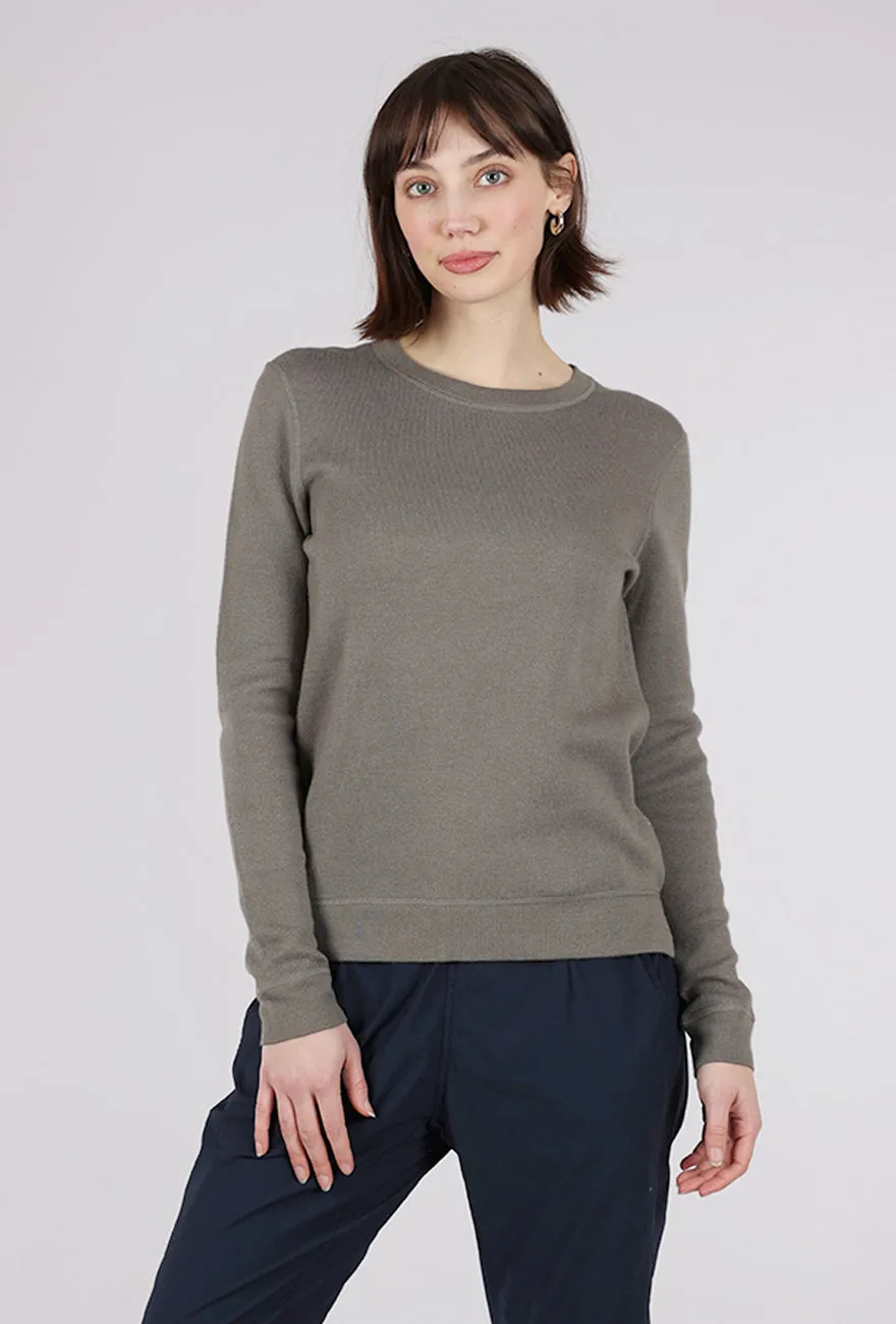 Reversible Crew, Eucalyptus/White Soft woolen piece Warm layering sweater