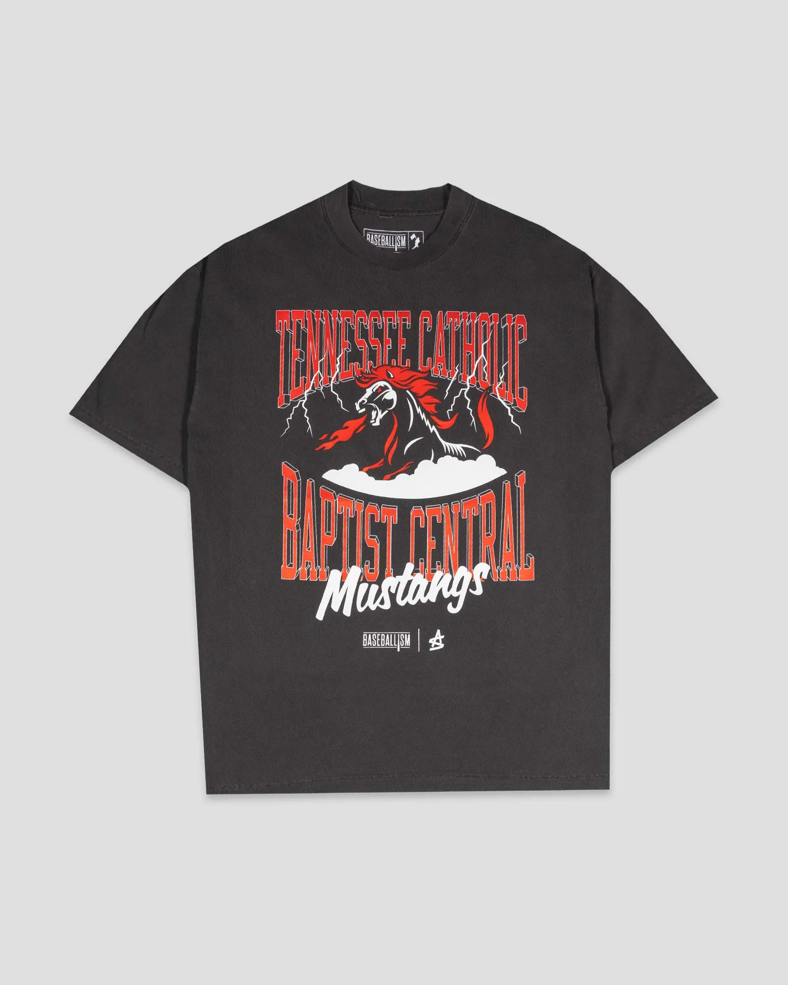 Tennessee Catholic Baptist Central Relaxed Fit T-Shirt (Carbon) - Baseballism x Austin Schultz Trendy popularity