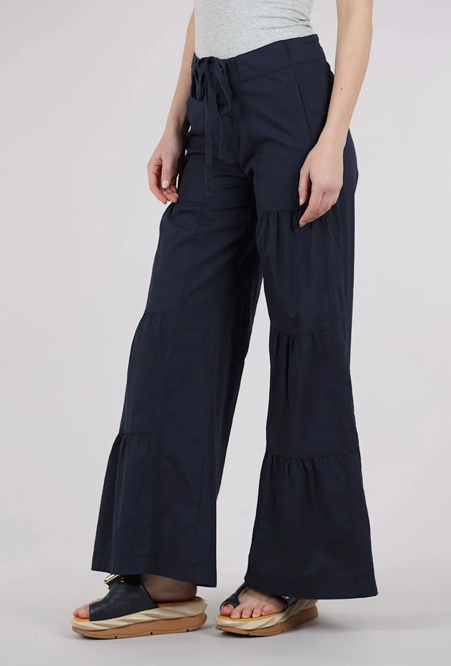 Terraced Wide Leg Pant, Navy Premium Fit