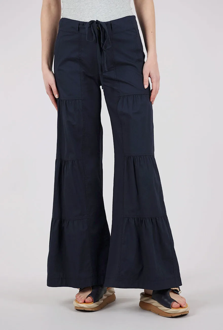 Terraced Wide Leg Pant, Navy Premium Fit