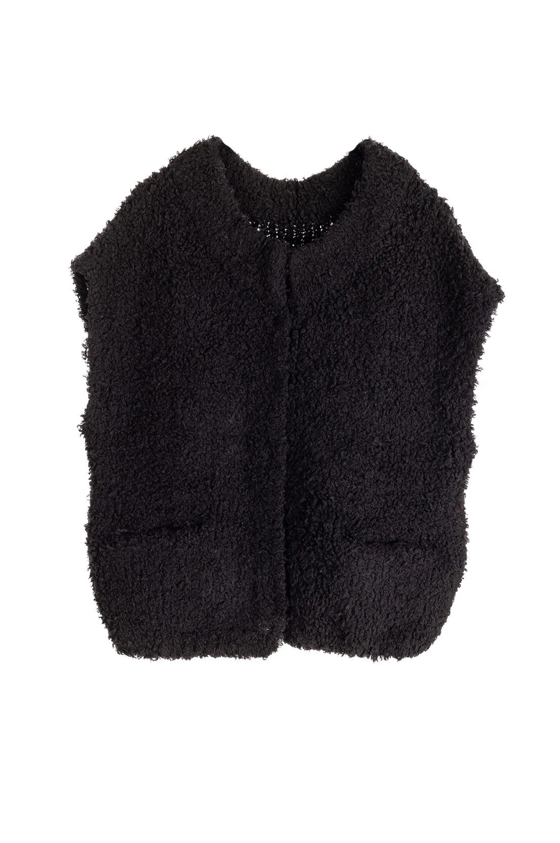 Furry Black Vest Midweight Feel