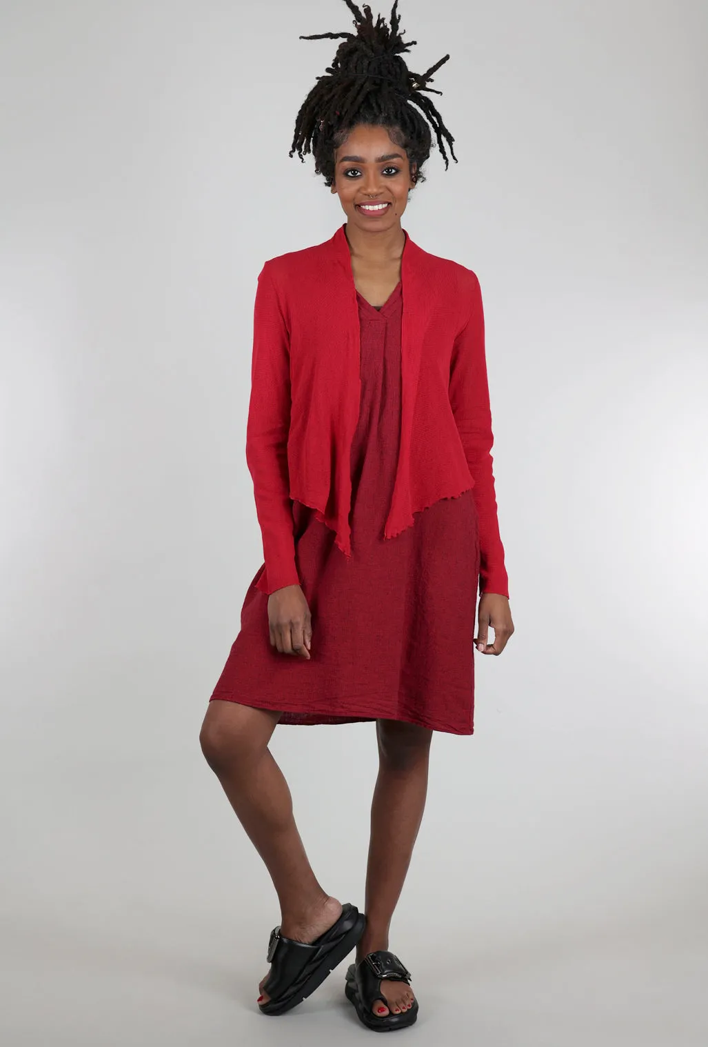 Textured Feel Cropped Tulle Cardie, Cardinal