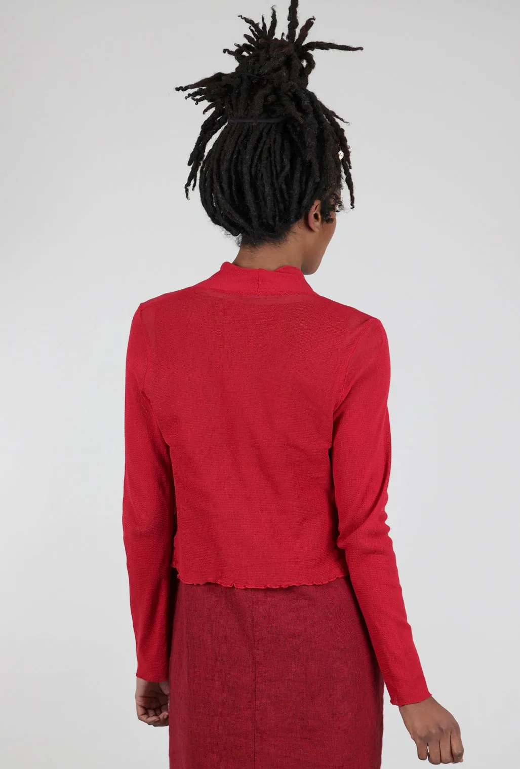 Textured Feel Cropped Tulle Cardie, Cardinal