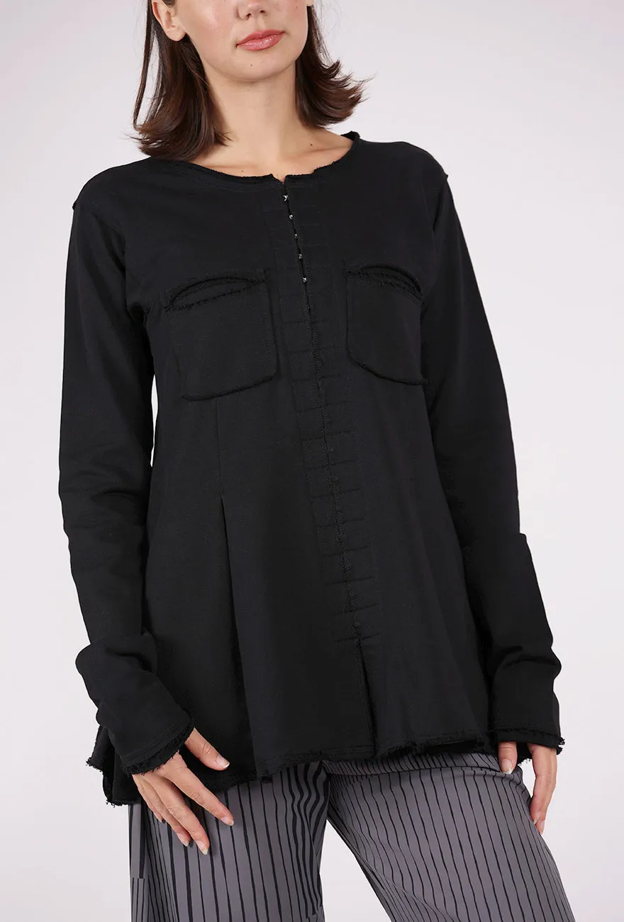 The Hooks Long Jacket, Black Easy Fit Design