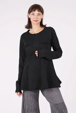 Trendy Feel Contrast Stitch The Hooks Long Jacket, Black