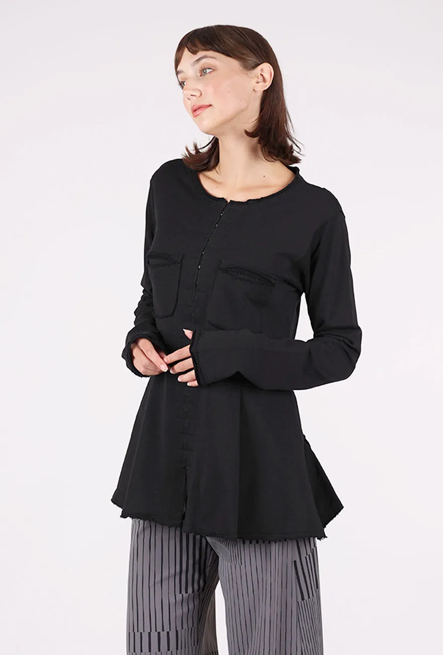 The Hooks Long Jacket, Black Easy Fit Design