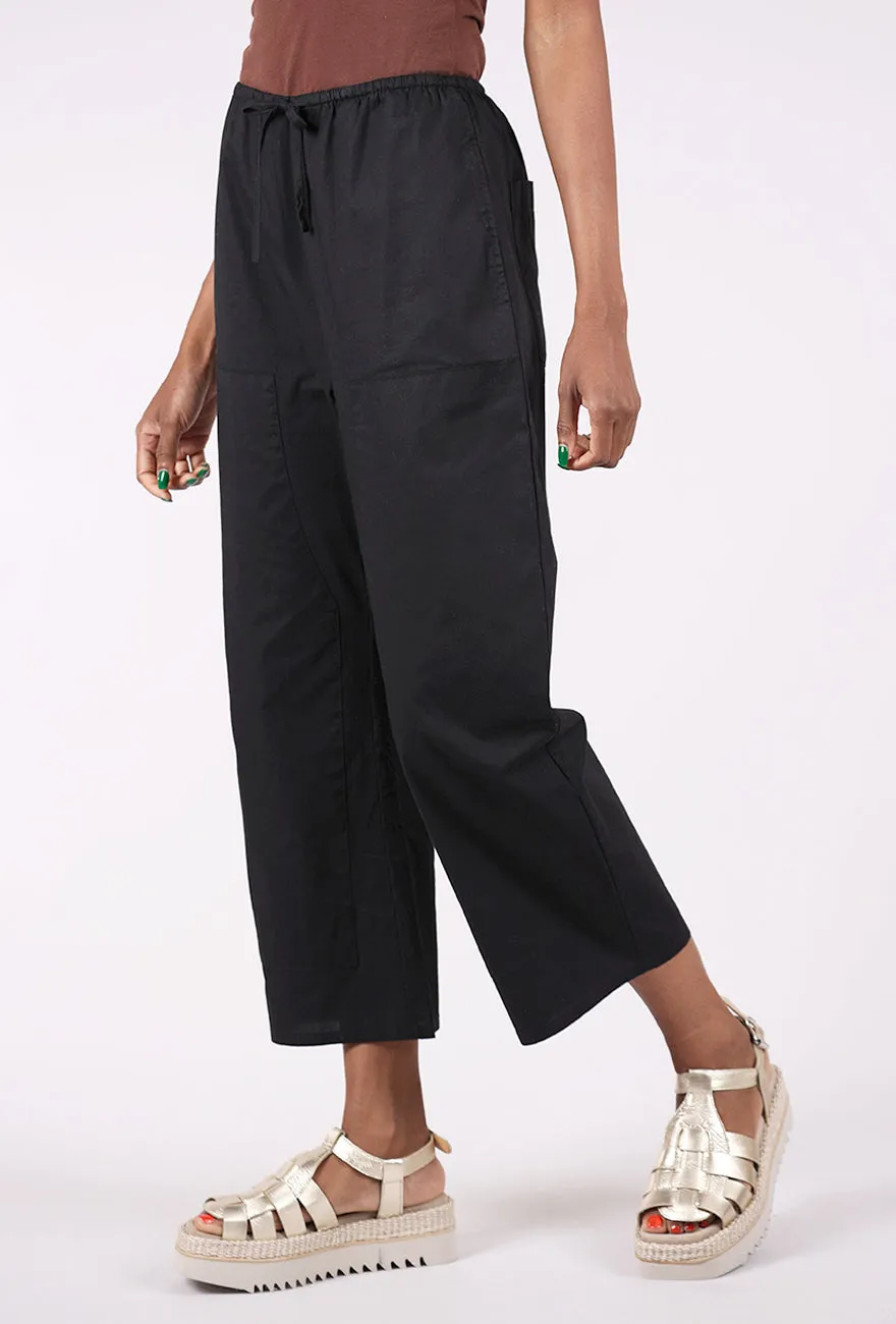 Theo Drawstring Pant, Black Modern Cut