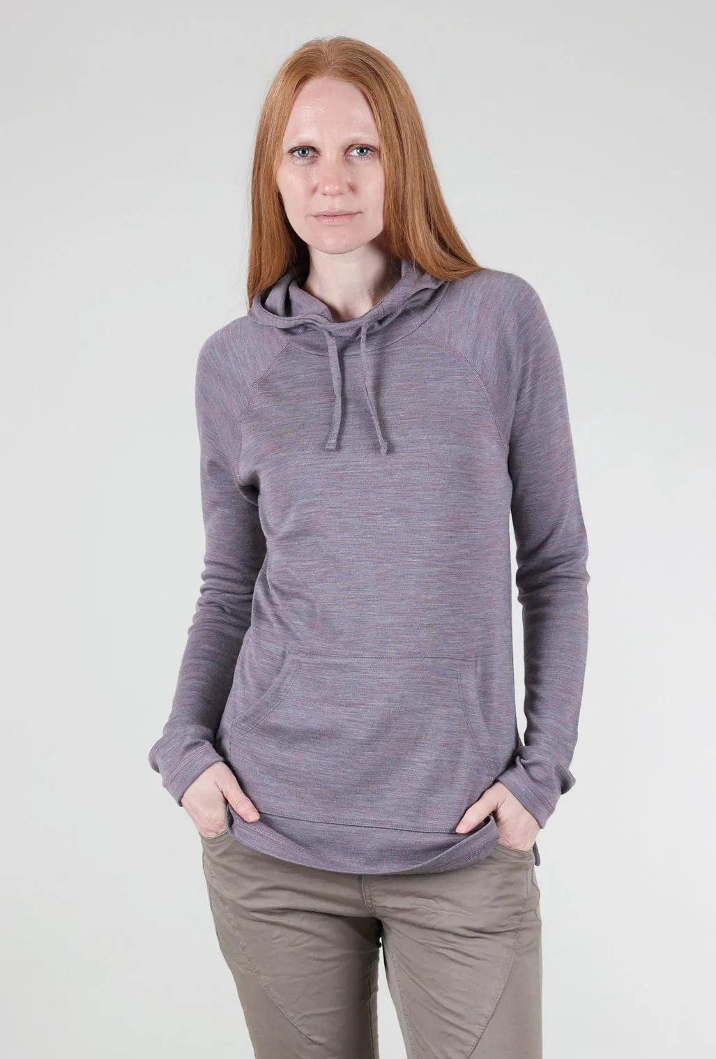 Casual sweater for work Soft everyday sweater Thermal Drape Hood Base Layer, Chalk Violet Heather