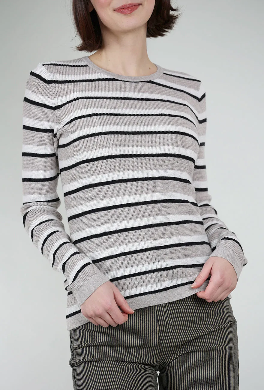 Thermal Knit Stripe Crew, Pebble Cable Knit Vintage