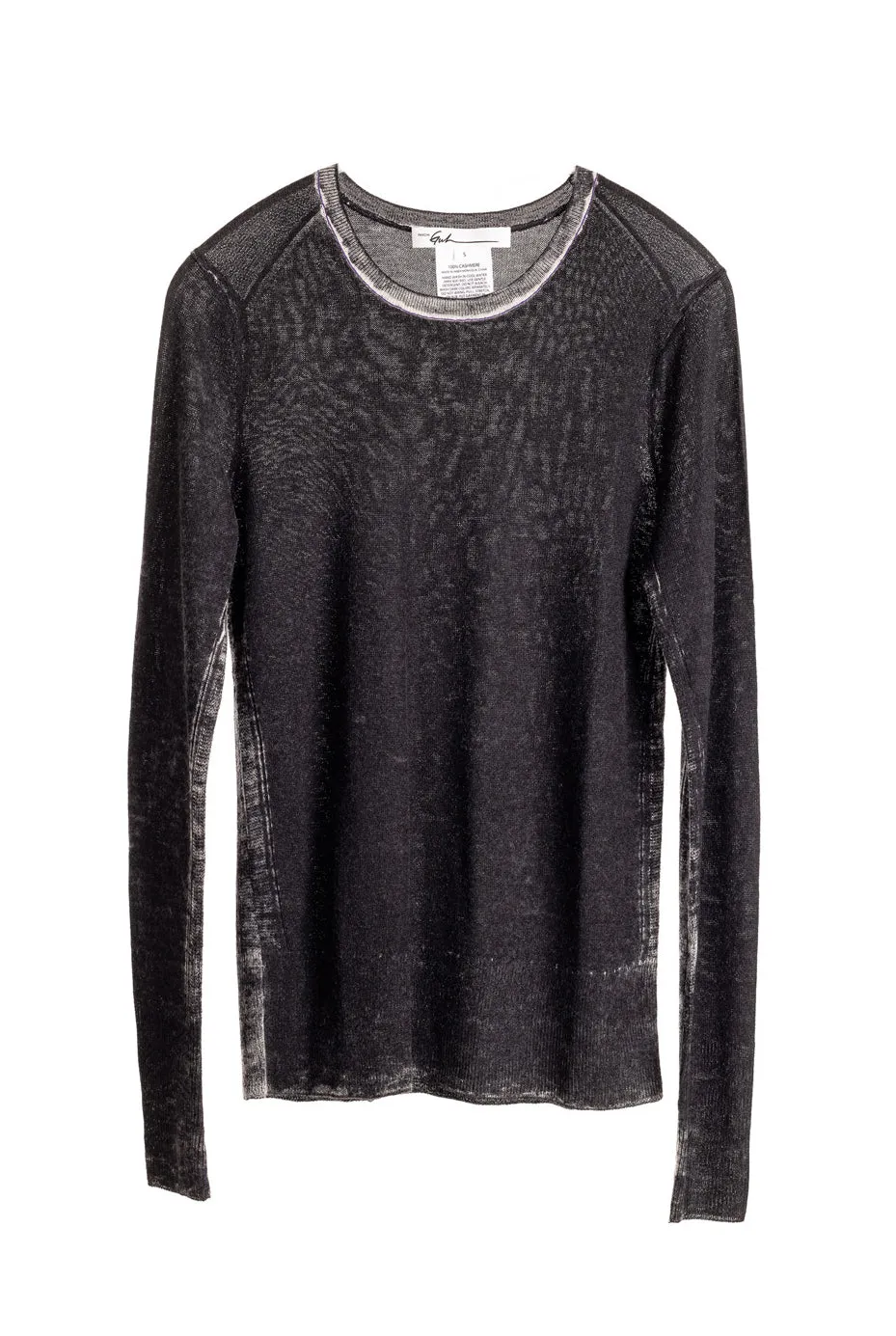 Printed Black Crew Sleek Texture Subtle Elegance
